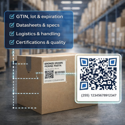 Food&beverage distribution and QR codes on packaging