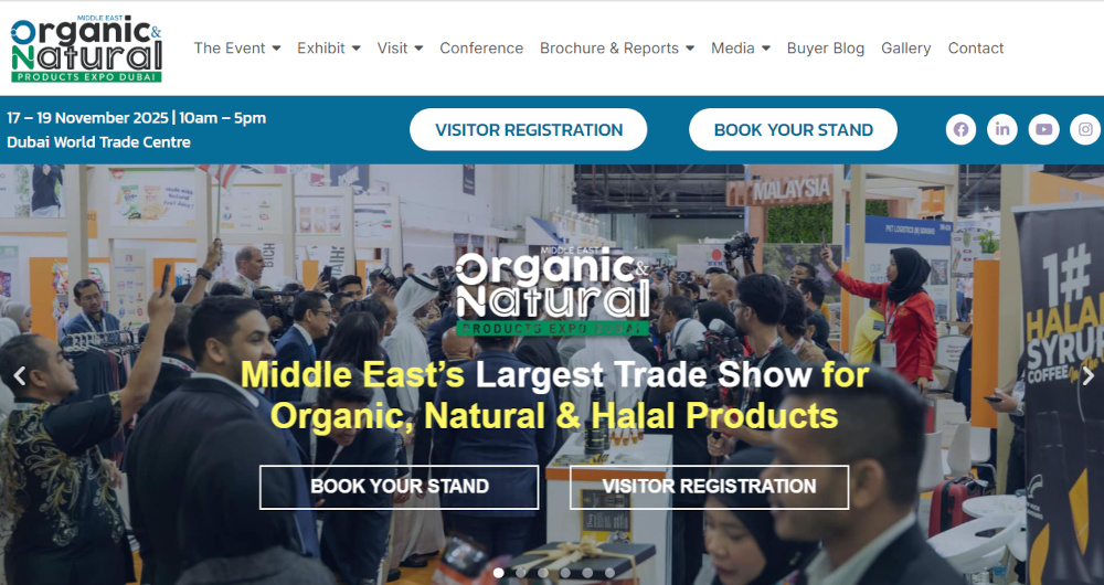 Organic & Natural Products Expo Dubai 2025 website